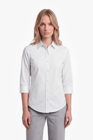 Women's Button Down Poplin Shirt — Brilliant White