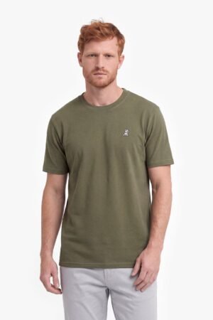 Men's Crew Neck Jersey T-Shirt — Burnt Olive/White