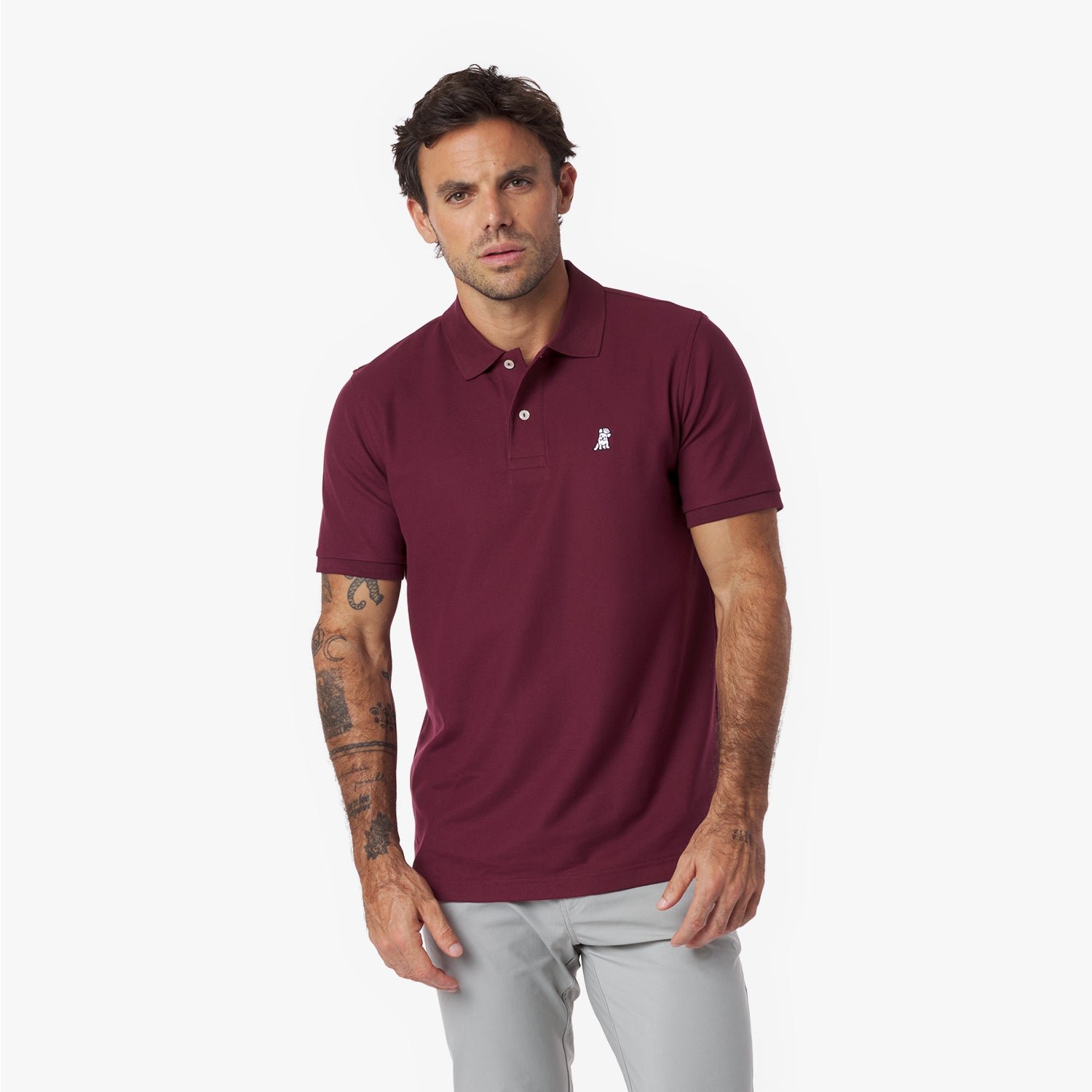 Men's Regular Fit Polo Shirt — Tawny Port/White