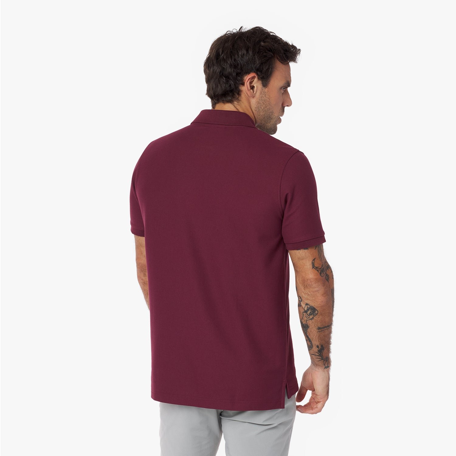 Men's Regular Fit Polo Shirt — Tawny Port/White - Image 2