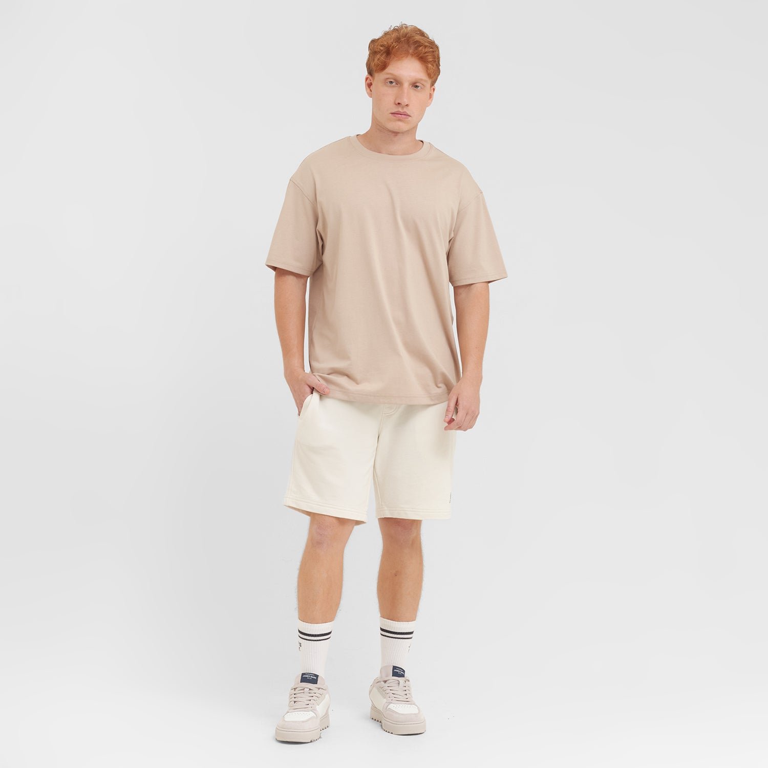Men's Relaxed Pima Cotton T-Shirt — Light Taupe - Image 6